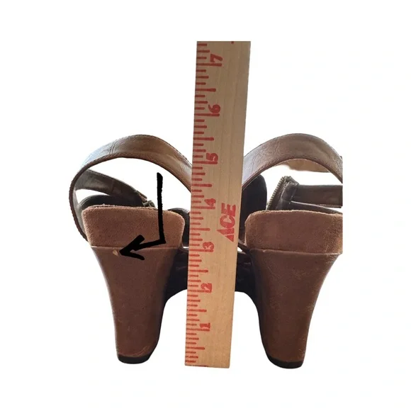 Aerosols Women’s Faux Leather Zip Front Wedge Sandle Brown Size 10M - Picture 9 of 11